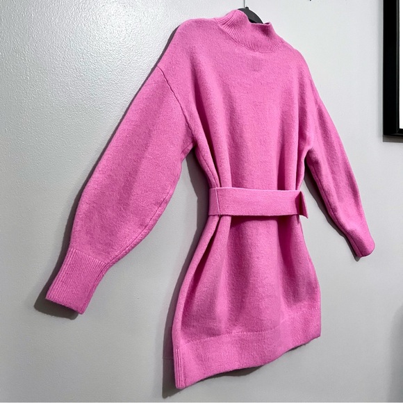 NWT Los Angeles Atelier & Other Stories Barbie Pink Knit Sweater Belted Dress - Picture 14 of 16